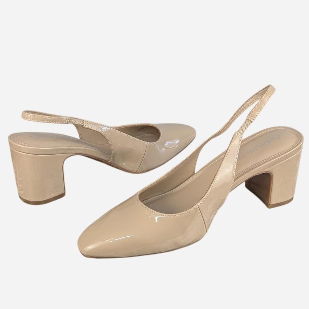 Calvin Klein Scarlet Slingback Pumps Nude Patent 7.5 - Picture 4 of 9
